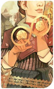 two_of_pentacles__scout_harding_by_paperwick-d8o220i