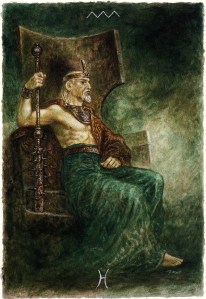 luis-royo_the-labyrinth-tarot_minor-arcana_wands_king-of-wands